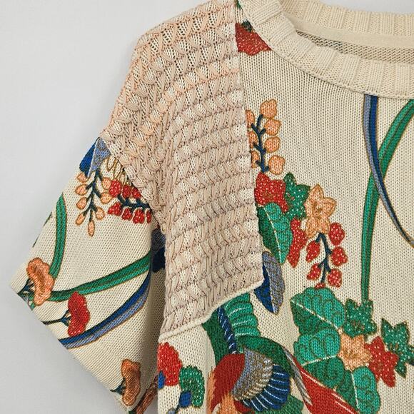 Anthropologie Tropical Floral Short‎ Sleeve Sweater Size Small - Picture 7 of 15